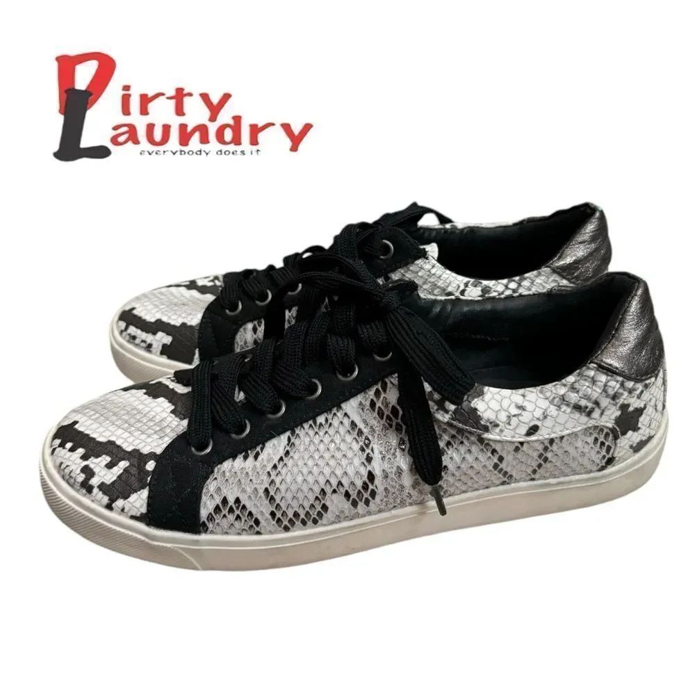 Dirty Laundry Embark Women's Black White Snakeskin Sneakers 9